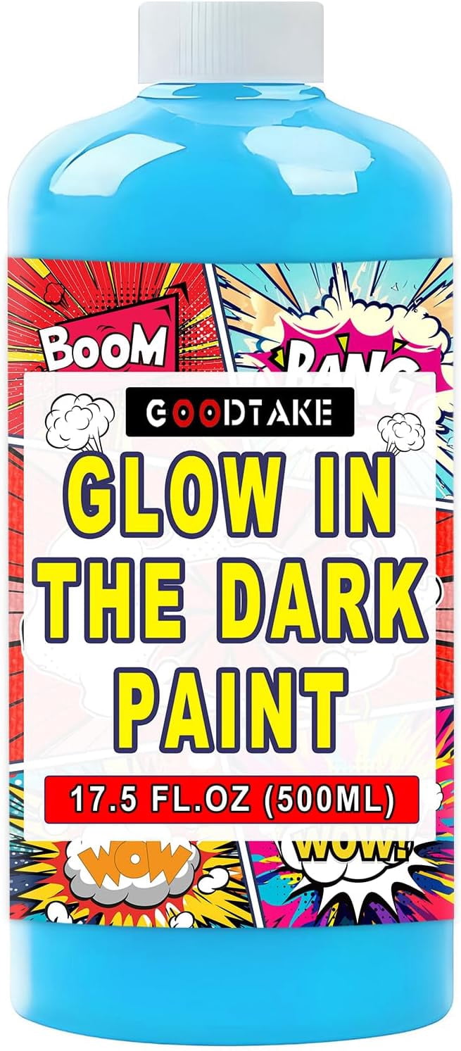 GOODTAKE Black Light Paint - Sky Blue Glow Paints | 4X Bigger Than 120ml | High Performance Glow in Dark Paint | Neon UV Reactive Formula | For Walls, Fabric, Wood & Crafts (Sky Blue, 17.5 Fl Oz)