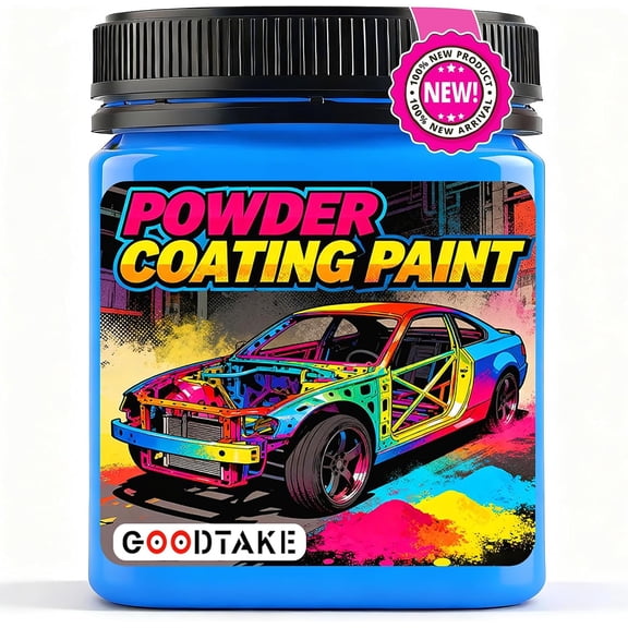 GOODTAKE Bright Blue Powder Coating Paint - Powder Coat for Metal, Automotive & DIY Projects - Durable, Weather-Resistant Professional Finish for Spray Gun Application (Blue,4 oz)