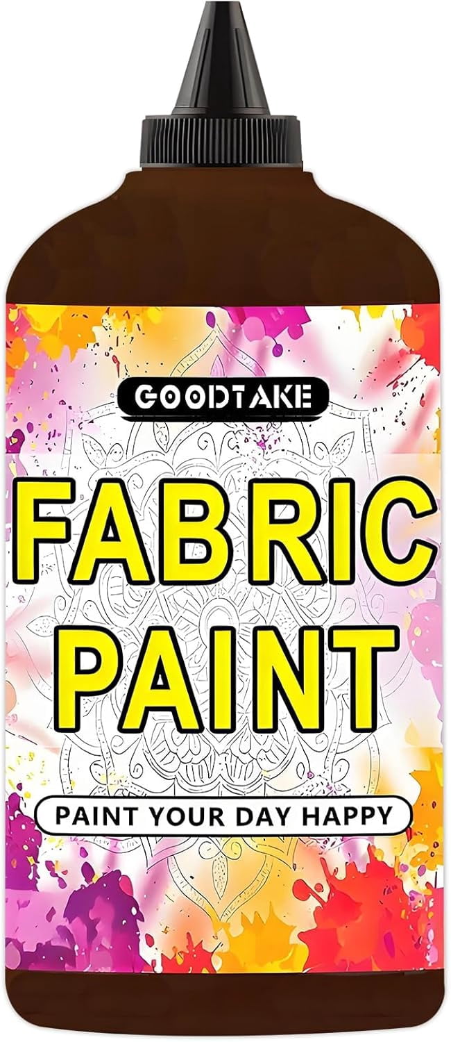 GOODTAKE Brown Textile Paint, Fabric Paint's, 10.5 Fl.Oz Canvas Paints For Clothes, Shoes Or Tote Bags, Art Paint's - Lightfast & Vibrant Paint For Canvas Painting (Brown, 10.5 Fl Oz)