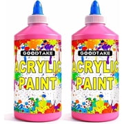 GOODTAKE Bulk Pink Acrylic Paint, 34 Ounces Total 2 x 17 Fl Oz - Jumbo Size Art Paint for Professional & Beginner Artists, Rich Pigmentation, for Canvas, Wood, Crafts Pink, 34 Fl Oz