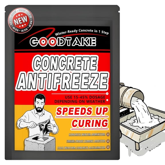 GOODTAKE Concrete Cold Weather Accelerator Cement & Concrete additive for Winter Mixing | for Low-Temperature Construction | Lowers Freezing Point (White, 16 Ounces)