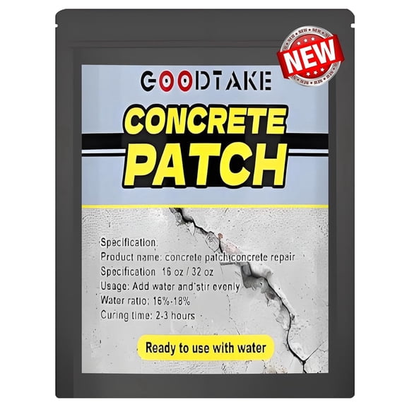 GOODTAKE Concrete Repair - Permanent Crack & Hole Filler for Driveways, Sidewalks & Foundations | Heavy-Duty Patching Compound | Easy to Use & Durable Indoor Outdoor Solution (32 oz)