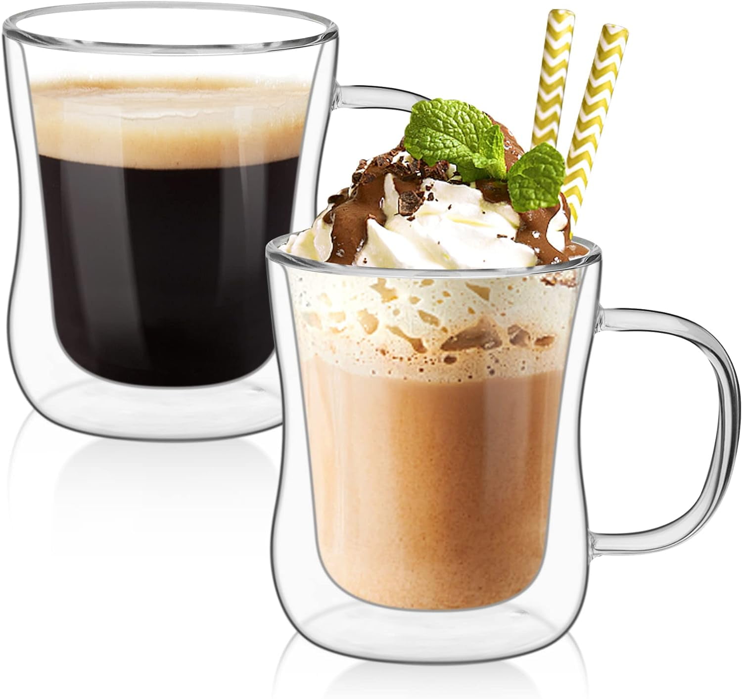 GOODTAKE Double Wall Glass Coffee Mugs Set of 2, Thermal Insulated