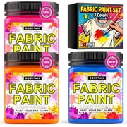 GOODTAKE Fabric Paint Set of 3 Colors - Pink, Orange, Sky Blue - 250ml 9 Fl Oz Each - Permanent Acrylic Paint for Fabric & Clothes - for DIY T-Shirts, Jeans and Textile Art Projects