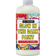 GOODTAKE Glow in Dark Paint - Bulk Size - Vibrant Luminous Neon Paint | Blacklight UV Reactive | Water-Based & Quick Dry | Perfect for Halloween, Signs, Art Projects - White Glows Blue,17.5 Fl Oz