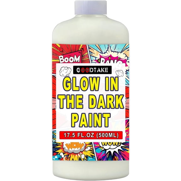 GOODTAKE Glow in Dark Paint - Bulk Size - Vibrant Luminous Neon Paint | Blacklight UV Reactive | Water-Based & Quick Dry | Perfect for Halloween, Signs, Art Projects - White (Glows Blue),17.5 Fl Oz