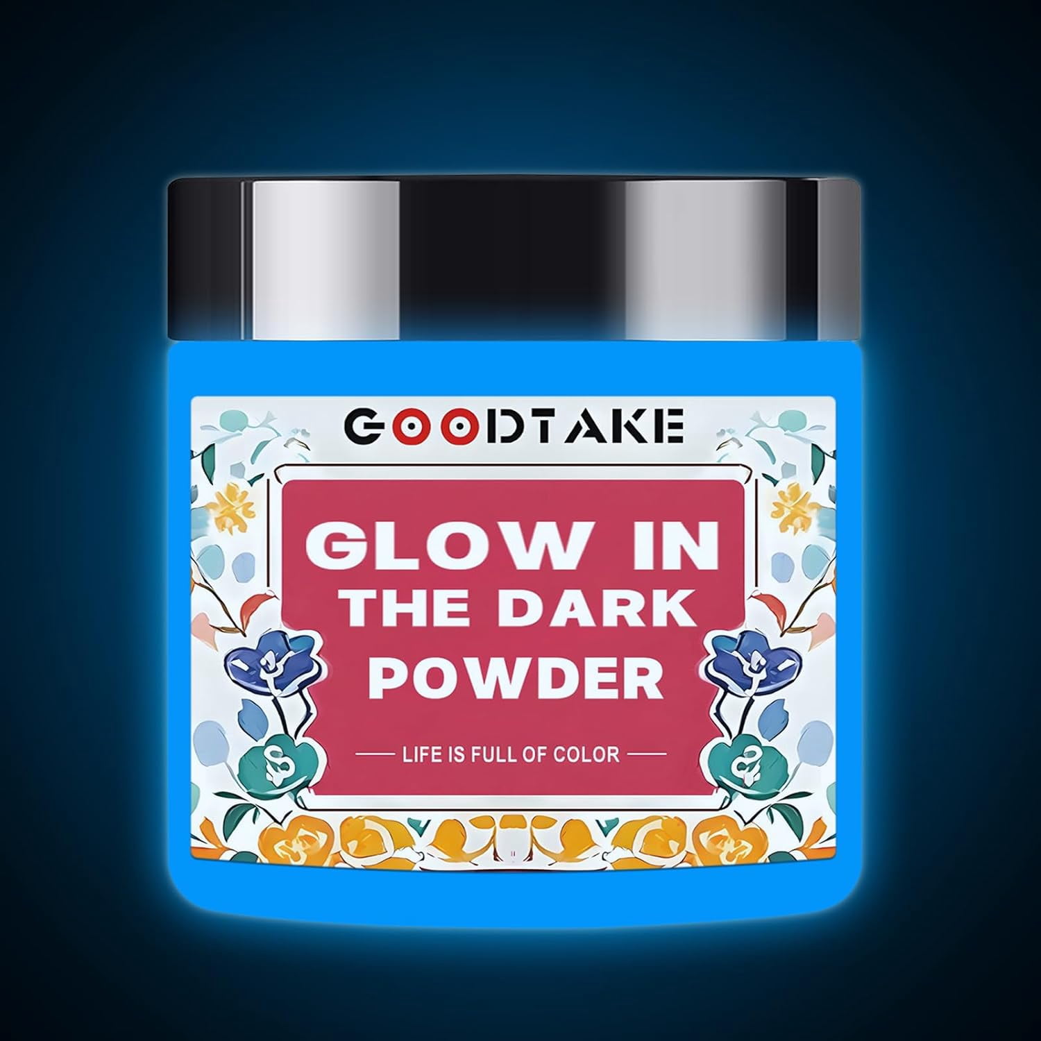 GOODTAKE Glow in The Dark Powder, Blue Glow Powder- Glow in The Dark Pigment Powders for Slime, Resins, Glue, Paints Or Nail Self Glowing Dye for DIY (Blue, 4 Ounce)