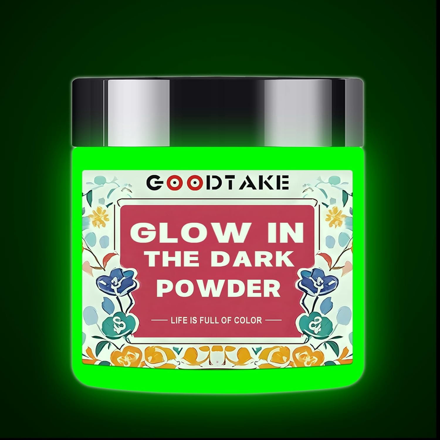 GOODTAKE Glow in The Dark Powder, Green Colors Glow Powder Set, Epoxy Resin Dye Luminous Pigment Powder for Fine Art, DIY Nail Art, Epoxy Resin Colorant, Paint, Cosmetics (Green, 4 Ounces)