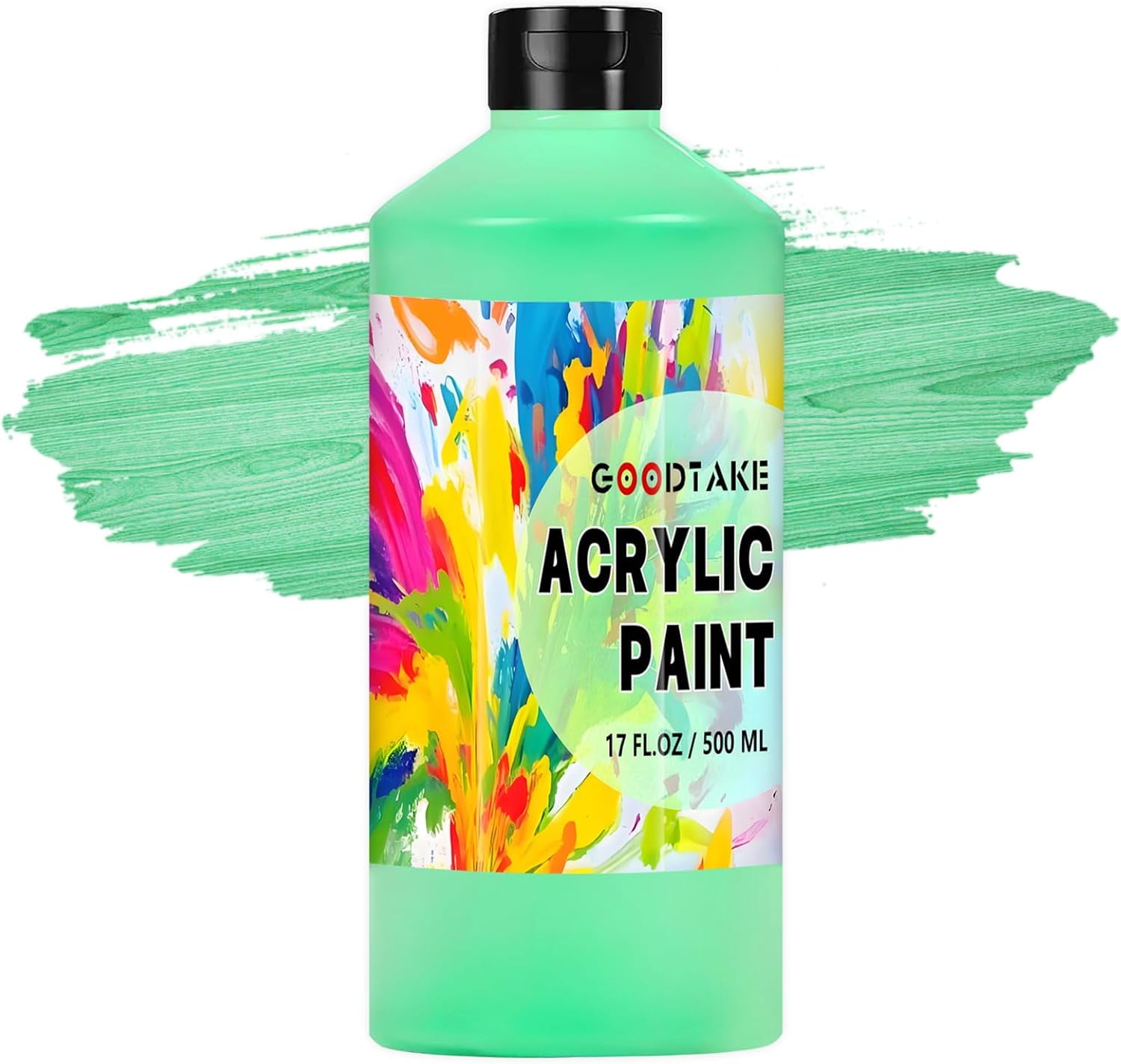 GOODTAKE Grass Green Acrylic Paint, 17oz Bottle, Art Craft Paint for Art Supplies, Paints for Canvas, Rocks, Wood, Ceramic, Non Toxic Paints for Artists, Beginners and Adults (Grass Green, 17 oz)