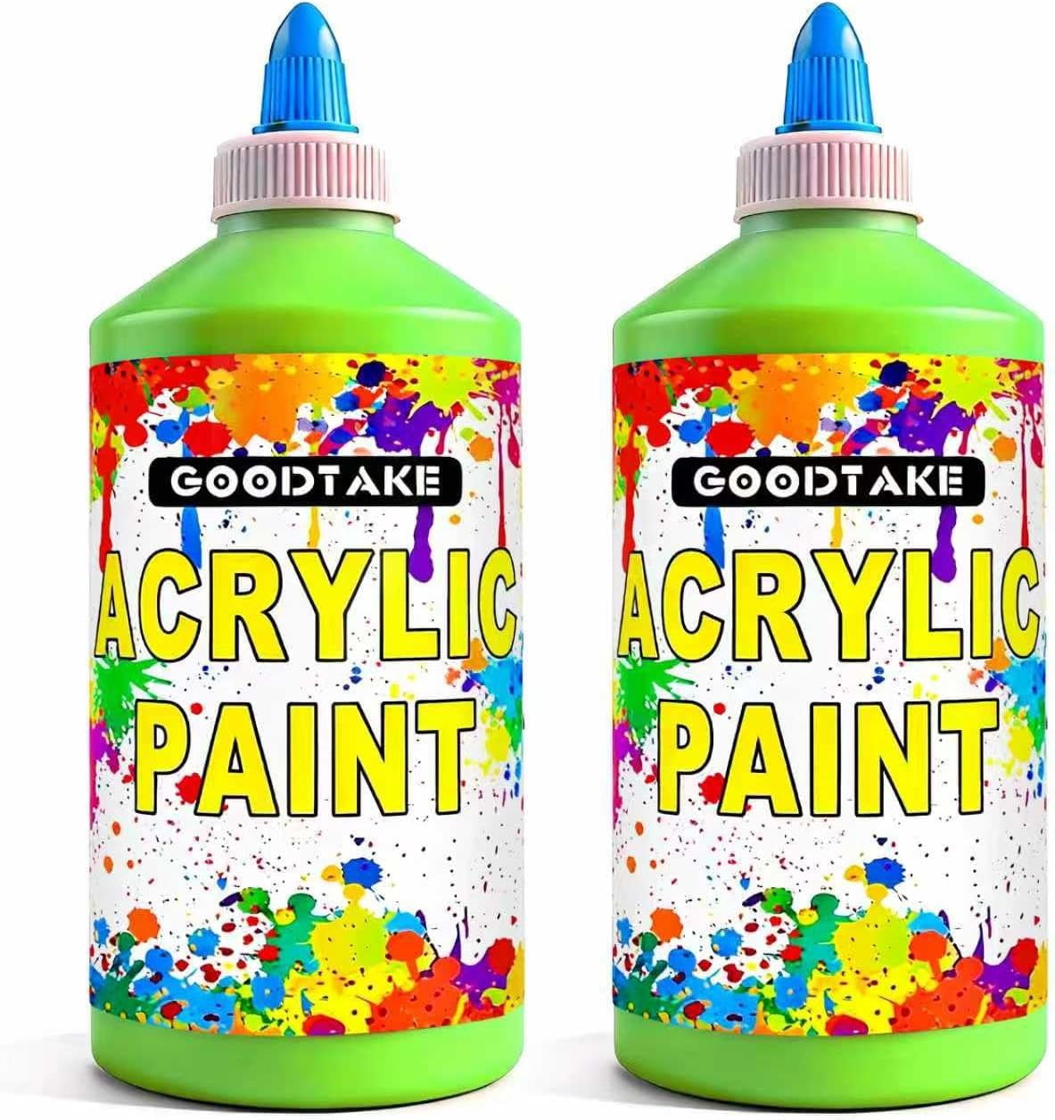 GOODTAKE Grass Green Acrylic Paint Set, 17 Fl Oz Each (Total 34 Oz) - Large Bulk Size for Professional Artists, Students & Hobbyists - Craft Paint for Canvas, Wood & Crafts (Grass Green, 34 Fl Oz)