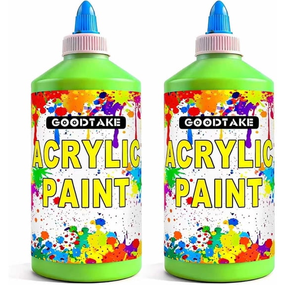GOODTAKE Grass Green Acrylic Paint Set, 17 Fl Oz Each (Total 34 Oz) - Large Bulk Size for Professional Artists, Students & Hobbyists - Craft Paint for Canvas, Wood & Crafts (Grass Green, 34 Fl Oz)