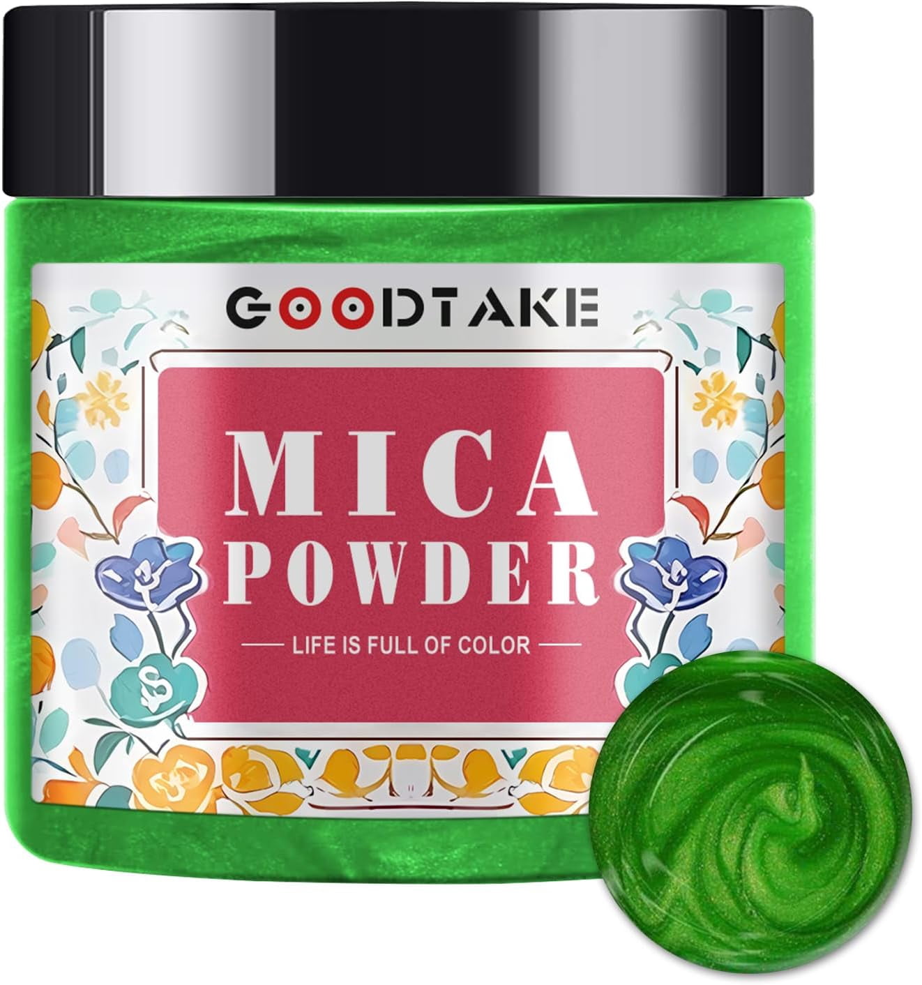 GOODTAKE Grass Green Mica Powder | Epoxy Resin Color Pigment | Pearlescent Color Pigment | Mica Powder for Resin Epoxy - for Soap Making, Nail Polish, Slime & Candle (Grass Green, 4 oz)