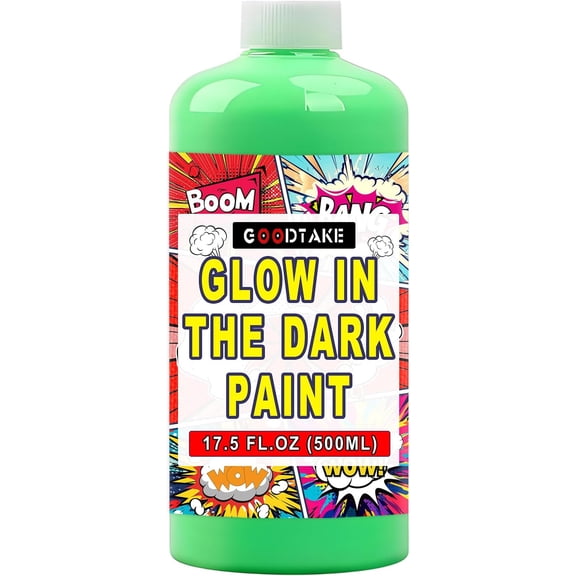 GOODTAKE Green Extra Large Glow Paint - High Intensity Glow in Dark Paint | Blacklight Reactive Neon UV Paints | Non-Toxic for Walls, Models & DIY Night Projects (Green, 17.5 Fl Oz)