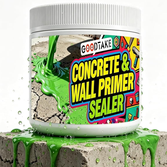 GOODTAKE Green Tinted Concrete & Wall Primer Sealer (16 oz) - Deep Penetrating Bonding Agent for Dust Control & Anti-Spalling - Interior/Exterior Use on Floors, Walls, Basement & Tile Underlayment