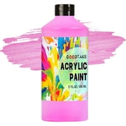 GOODTAKE Hot Pink Acrylic Paint, Large Bulk 17 oz,500 ml Craft Paints for Art Supplies, Canvas, Rocks, Wood, Leather, Fabric, Stone, Ceramic, Non Toxic Paints Hot Pink, 17 oz