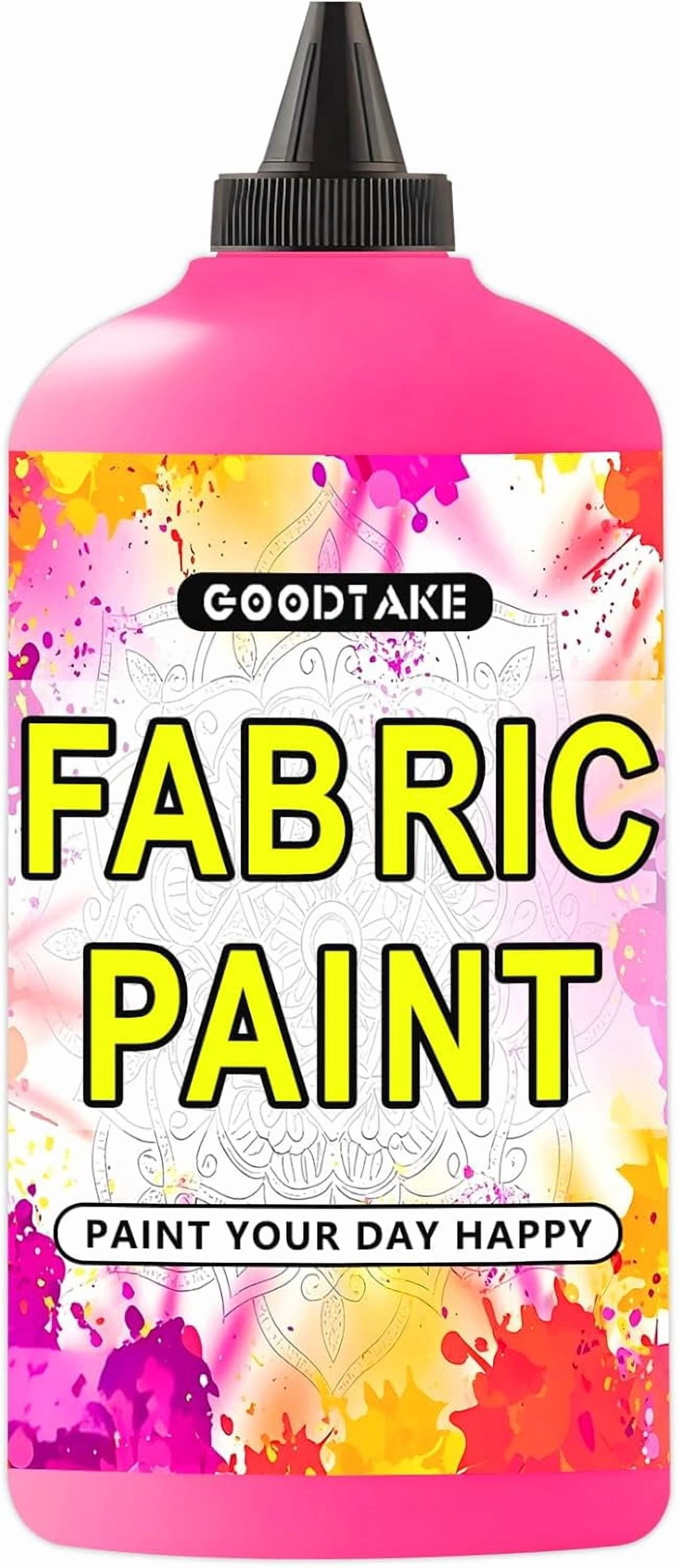 GOODTAKE Hot Pink Textile Paint, Fabric Paint's, 35 Fl.Oz Canvas Paints For Clothes, Shoes Or Tote Bags, Art Paint's - Lightfast & Vibrant Paint For Canvas Painting (Hot Pink, 35 Fl.Oz)