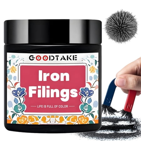 GOODTAKE Iron Filings, Iron Shavings, Iron Powder, Magnetic Powder, Iron Oxide Powder, Metal Shavings, Magnetic Sand Ideal for Science Experiments, Educational Projects Magnetic Studies (16 Ounces)