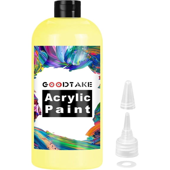 GOODTAKE Light Yellow Acrylic Paint, Art Craft Paint for Art Supplies, Canvas, Rocks, Wood, Fabric and Ceramic, Non Toxic for Artists, Students, Beginners (Light Yellow, 7 Fl Oz)