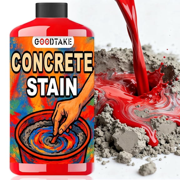 GOODTAKE Liquid Cement Color | Concrete & Cement Dye Colorant | 35 oz (1000 ml) | Water-Based | Concentrate | Dye, Tint, Pigment | Odorless & Non-Toxic |for Mortar, Grout, Gypsum (Red, 35 oz)