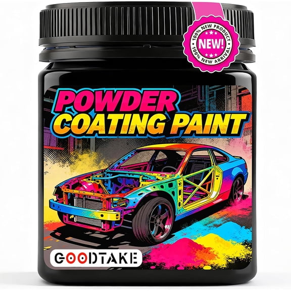 GOODTAKE Matte Black Powder Coating Paint - Powder Coat for Metal, Automotive & DIY Projects - Durable, Weather-Resistant Professional Finish for Spray Gun Application (Matte Black,16 oz)
