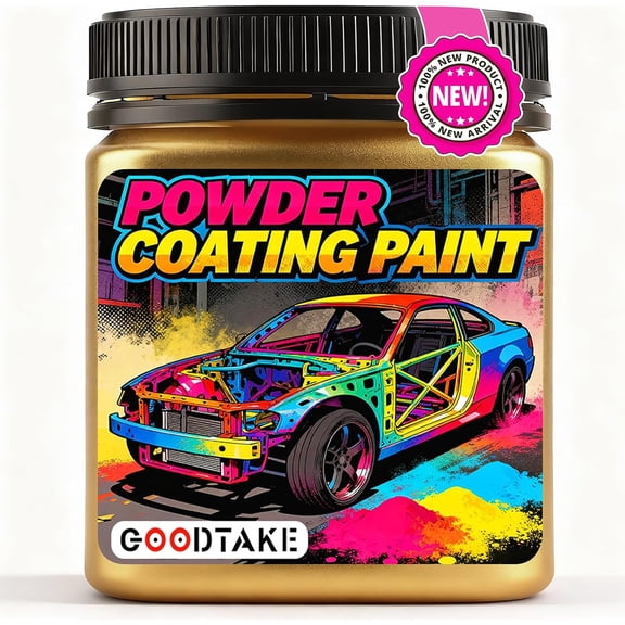 GOODTAKE Metallic Gold Powder Coating Paint - Powder Coat for Metal, Automotive & DIY Projects - Durable, Weather-Resistant Professional Finish for Spray Gun Application (Gold,16 oz)