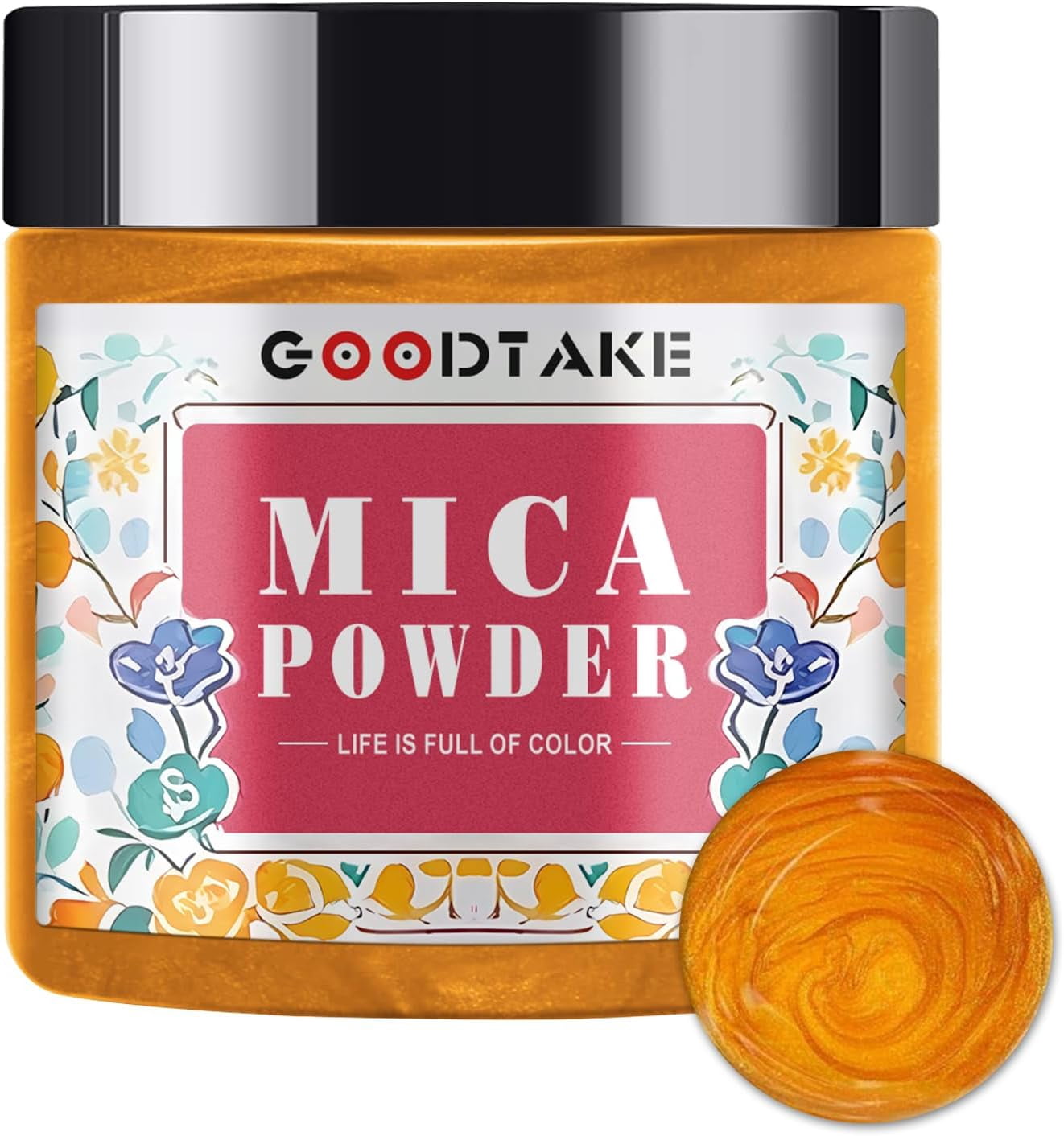 GOODTAKE Orange Mica Powder, Shimmery Pigment - Mica Powder for Resin, Candle Making, Soap Making, Nail Polish, Eye Shadow, Bath Bombs, Slime (Orange, 4 oz)