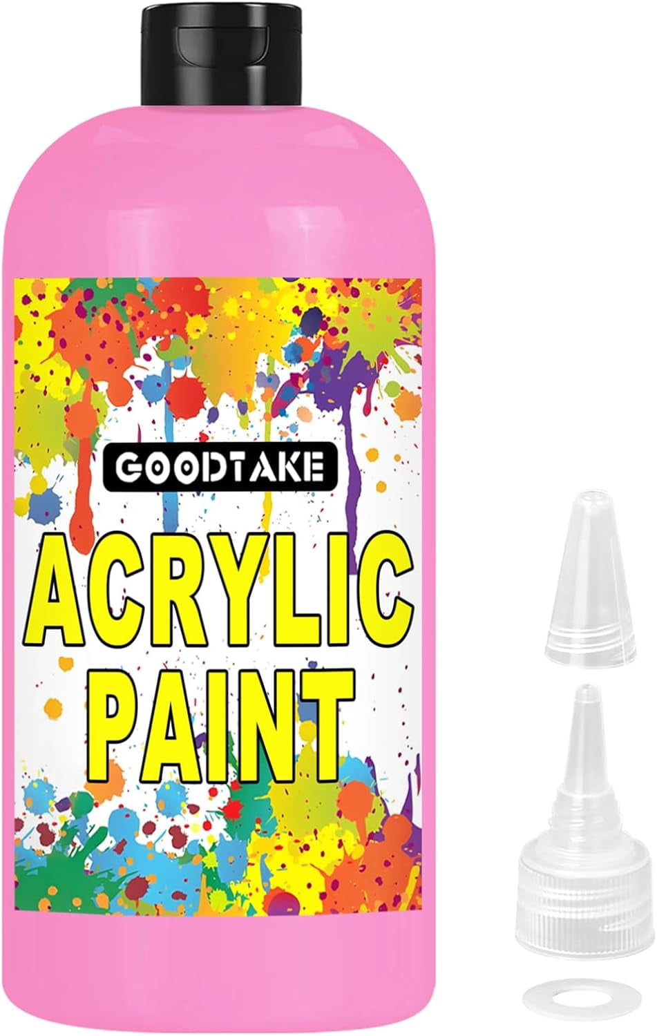 GOODTAKE Pink Acrylic Paint, Large Bottle 500ml (17 oz) - Vibrant Artist Paint for Canvas, Wood, Fabric, and DIY Crafts - Fast-Drying, Non-Toxic, and Water-Resistant for Beginners (Pink, 17 Fl Oz)