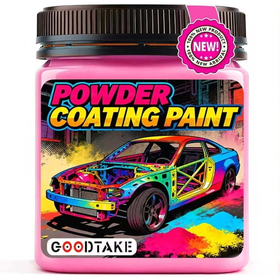 GOODTAKE Pink Powder Coating Paint - Powder Coat for Metal, Automotive & DIY Projects - Durable, Weather-Resistant Professional Finish for Spray Gun Application (Pink,16 oz)