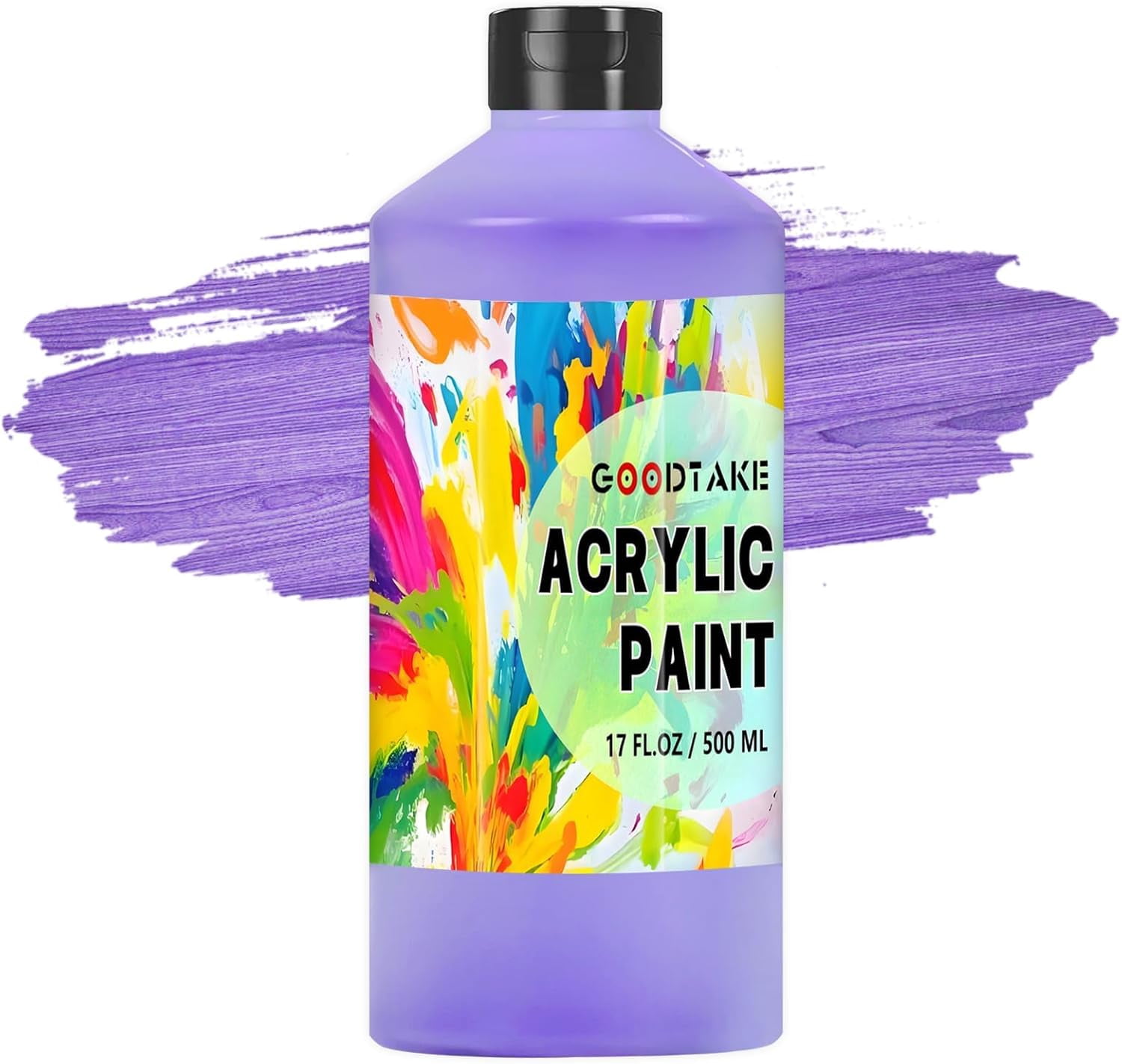 GOODTAKE Purple Colors Large Bulk Acrylic Paint (17 oz,500 ml) Rich Art Painting Supplies, Non Toxic for Multi Surface Canvas Wood Leather Fabric Stone Craft, for Adult (Purple, 17 oz)