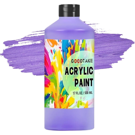 GOODTAKE Purple Colors Large Bulk Acrylic Paint (17 oz,500 ml) Rich Art Painting Supplies, Non Toxic for Multi Surface Canvas Wood Leather Fabric Stone Craft, for Adult (Purple, 17 oz)