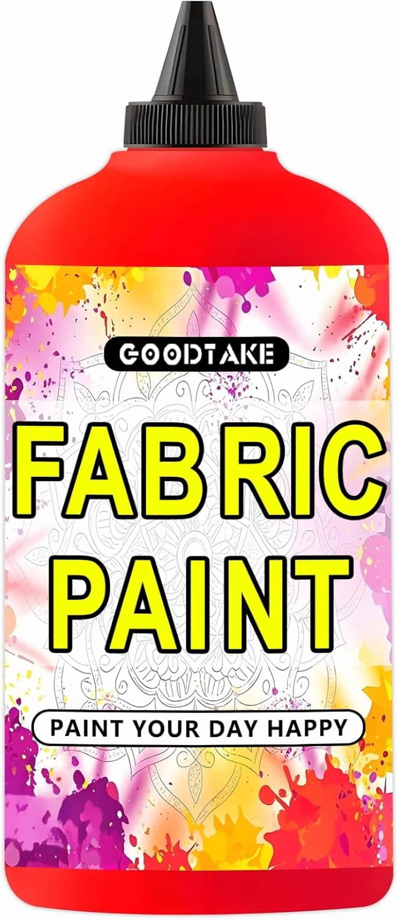 GOODTAKE Red Fabric Paint, 35 Fl.Oz (1 Liter) Bulk Canvas Paint For Clothes, Leather, Paper, Wood Art Paint's - Extra Large Capacity Lightfast & Vibrant Textile Paints (Red, 35 Fl Oz)