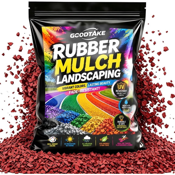 GOODTAKE Red Rubber Mulch 2 lbs  Playground Rubber Mulch for Landscaping, Garden Pathways  Non-Toxic, Shock Absorbing, Weather Resistant  Indoor & Outdoor Use (Red, 2 lb)