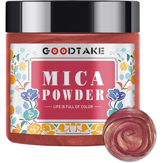 GOODTAKE Rose Gold Mica Powder | Pure Natural | Epoxy Resin Color Pigment | Non-Toxic | Mica Powder for Resin, Soap Making, Candle Making, Bath Bomb, Slime Pigment (Rose Gold, 2 oz)