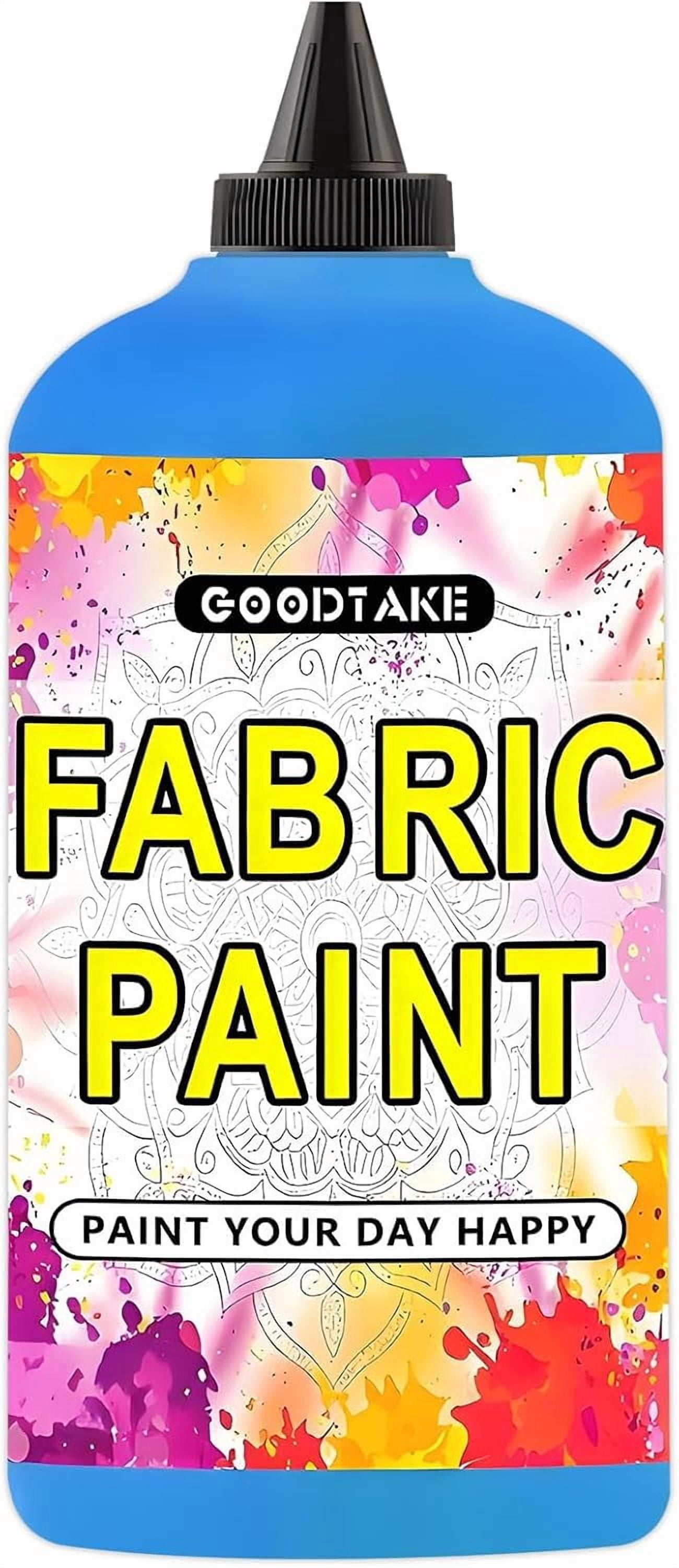 GOODTAKE Sky Blue Fabric Paint, 35 Fl.Oz (1000ml Bottle) Canvas Paint For Clothes, Leather, Paper & Wood, Shoes or Tote Bags - Art Paint's - Lightfast & Vibrant Textile Paints (Sky Blue, 35 Fl Oz)