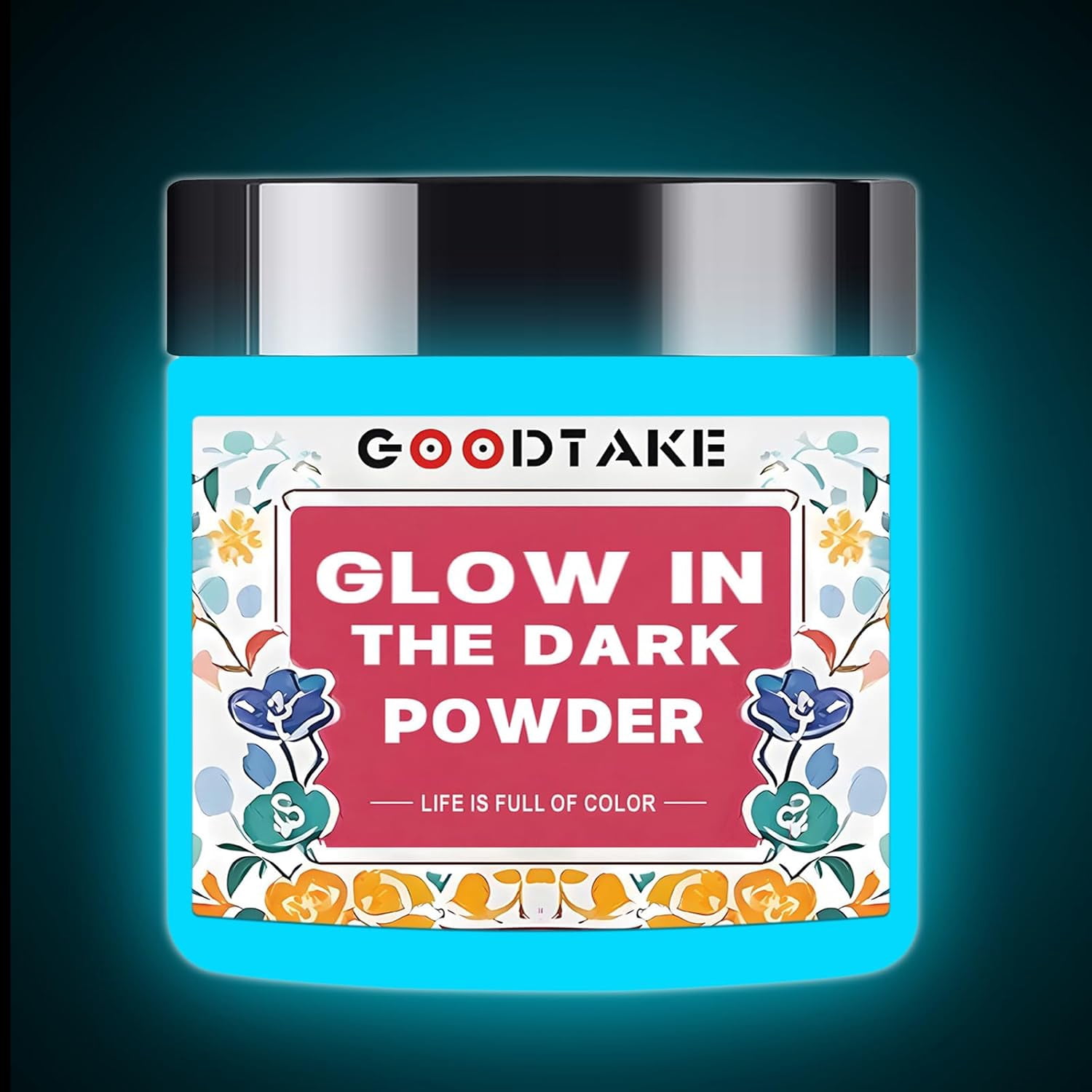GOODTAKE Sky Blue Glow in The Dark Powder, Glow Powder for Epoxy Resin, Glow in The Dark Mica Powder for Epoxy Resin/Acrylic Nails/Bath Bomb - Glow in The Dark Pigment Powder (Sky Blue, 4 Ounce)