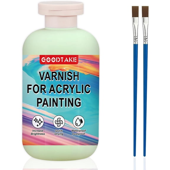 GOODTAKE Varnish for Acrylic Painting, Polycrylic Clear Gloss, Gloss Varnish for Clay, Acrylic, Paint, Diamond Painting, Wood - Non-Yellowing, Non-Toxic, Polyurethane Clear Gloss (Clear, 4 Ounces)