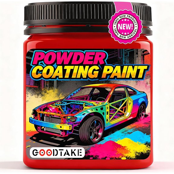 GOODTAKE Vibrant Red Powder Coating Paint - Powder Coat for Metal, Automotive & DIY Projects - Durable, Weather-Resistant Professional Finish for Spray Gun Application (Red,16 oz)