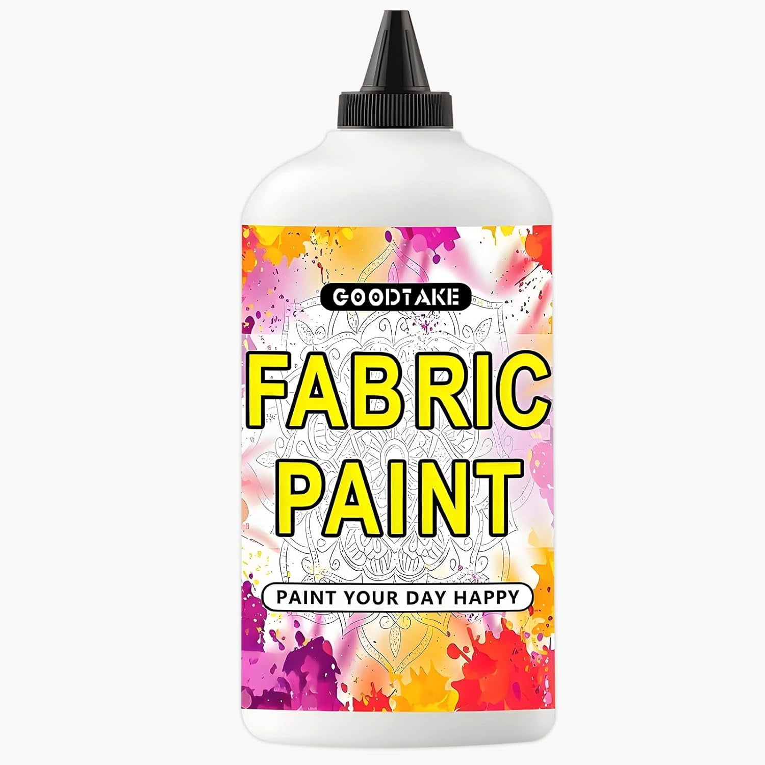 GOODTAKE White Fabric Paint, 35 Fl.Oz (1000ml Bottle) Canvas Paint for Clothes, Leather, Paper & Wood, Furniture, Shoes or Tote Bags Art Paint's - Vibrant Textile Paints (White, 35 Fl Oz)