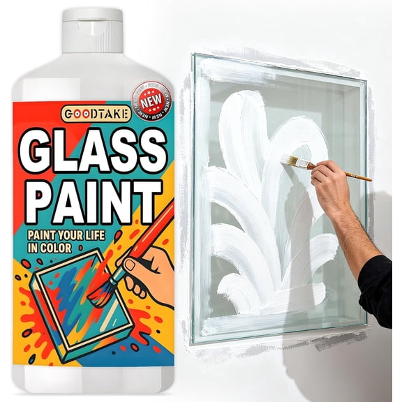 GOODTAKE White Glass Paint - Acrylic Paint's for Glass Painting & Stained, Ceramic Paint's - Vibrant Enamel Paint for Wine Glasses, Bottle and Windows, DIY Crafts & Art (White, 10.5 Fl.Oz)