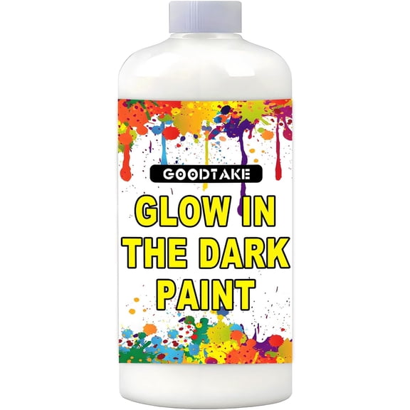 GOODTAKE White (Glows Blue) Glow Paint - High Intensity Glow in Dark Paint | Blacklight Reactive Neon UV Paint's | Non-Toxic for Walls, Models & DIY Night Projects (White (Glows Blue), 35 Fl Oz)