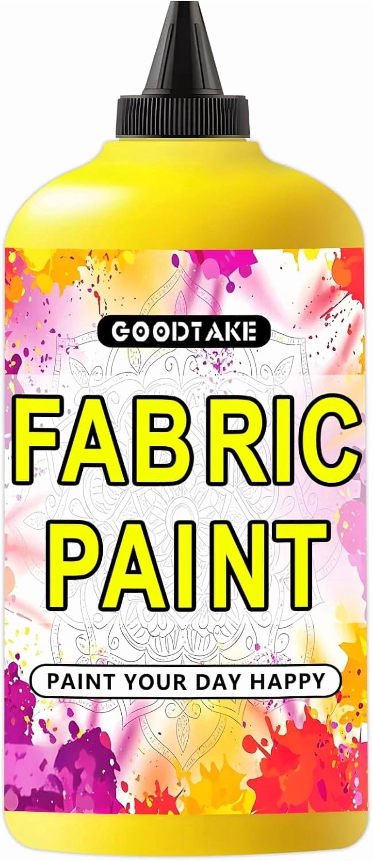 GOODTAKE Yellow Canvas Paint, 35 Fl.Oz Paint For Fabric' Painting, Acrylic Paints For Canvas, Fabric, Textile, Clothing Paints Permanent Fabric's for All Ages (Yellow, 35 Fl.Oz)