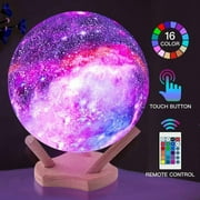 GOODWORLD مصباح القمر، LED 3 D طباعة ضوء الليل القمر، 16 ألوان RGB ضوء القمر مع الوقوف والتحكم عن بعد، مصباح USB للتحكم عن بعد واللمس، للأطفال أصدقاء عاشق هدايا عيد ميلاد، 4/6 في