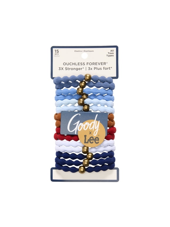 x Lee Strong Hold Forever Hair Elastics, Durable Bands, All Hair Types, 15 Pack