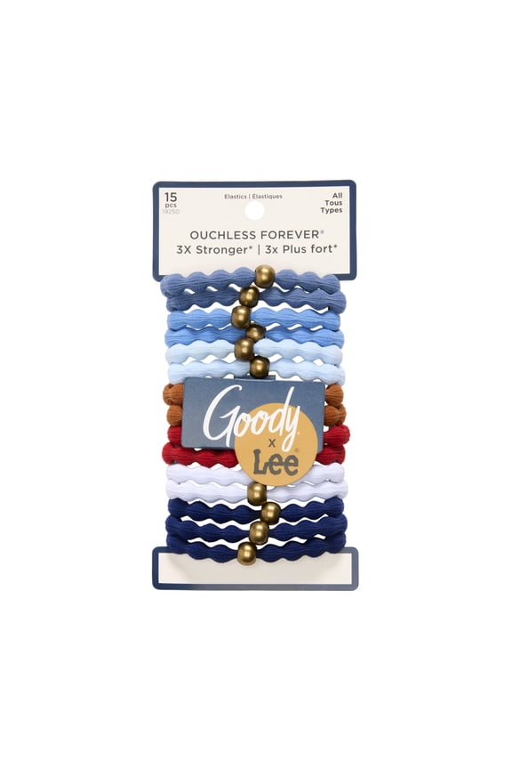 x Lee Strong Hold Forever Hair Elastics, Durable Bands, All Hair Types, 15 Pack