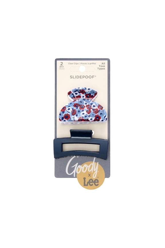 x Lee Medium Claw Hair Clips, No-Slip Grip, All Hair Types, 2-Pack