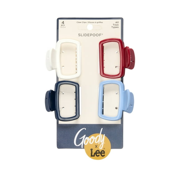 Goody x Lee Mini Claw Hair Clips  No-Slip Grip, All Hair Types, 4 Pack
