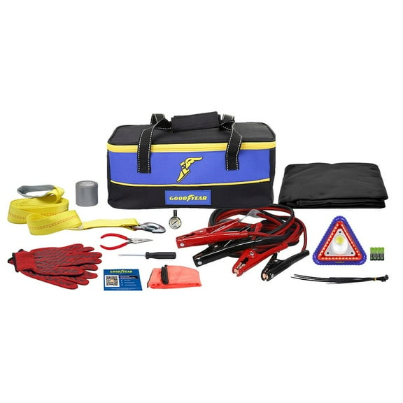 GOODYEAR Emergency Roadside Kit with 16FT Jumper Cables and Visibility Items