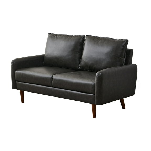 GOOEEN Faux Leather Loveseat Modern Sofa for Living Room/Office Gray