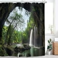 thumbnail image 1 of GOOESING Rainforest Waterfall Shower Curtain Spa 84Wx72H Inch Landscape Jungle Mountain Cave Water Rain with 12 Pack Hooks, 1 of 6