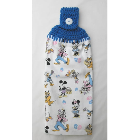 GOOFY, PLUTO, DONALD, MICKEY - EASTER BASKET - DOUBLE/FULL HANDMADE CROCHET TOP HANGING KITCHEN TOWEL